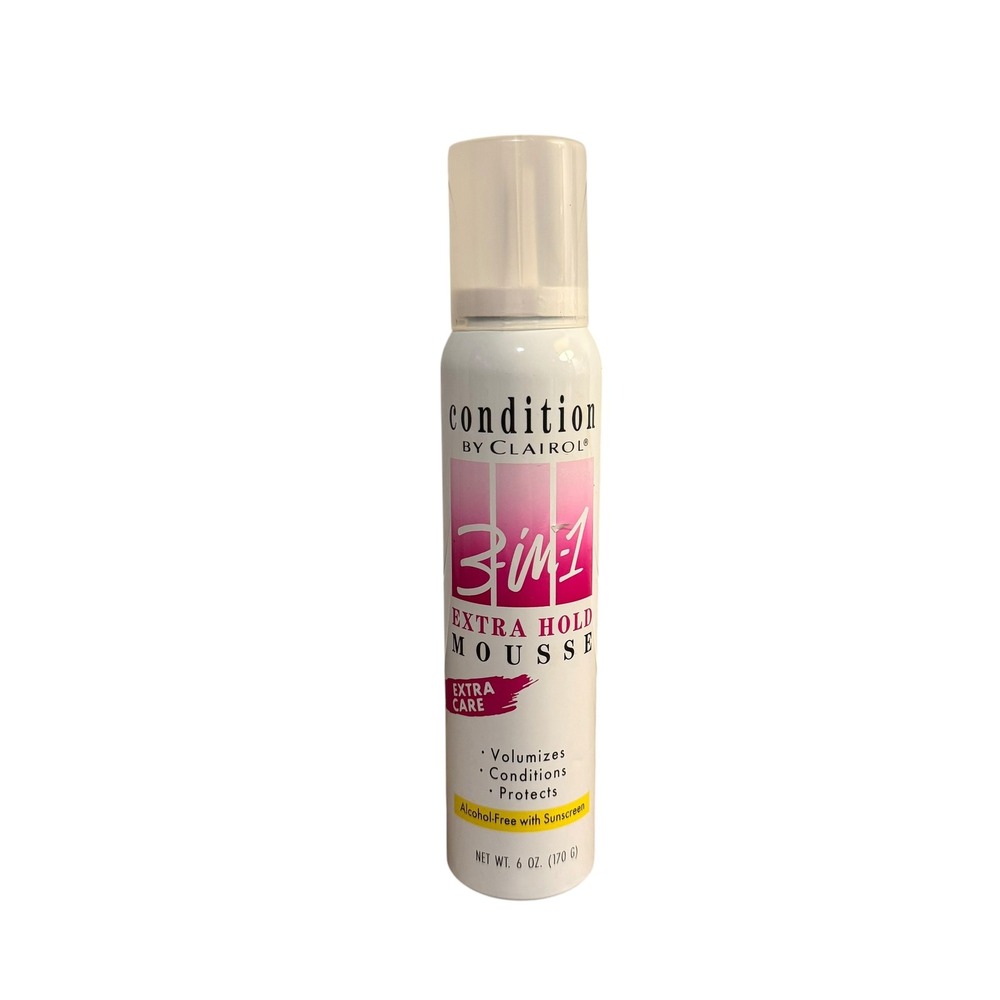 Clairol Condition 3-in-1 Extra Hold Mousse with Sunscreen 6oz Alcohol-Free New